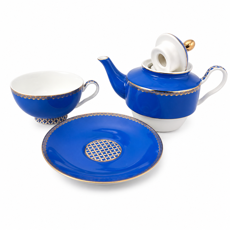 Royal Indigo Tea Pot & Cup Set