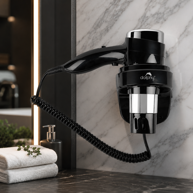 premium hotel wall mounted black blow dryer