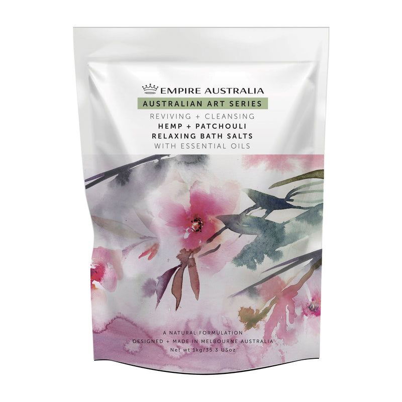 Hemp & Patchouli Bath Salts 1kg + FREE Large Cotton Loofah
