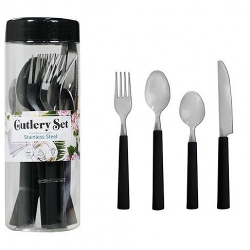 Black Stainless Steel Cutlery Set 16pcs - Image 3
