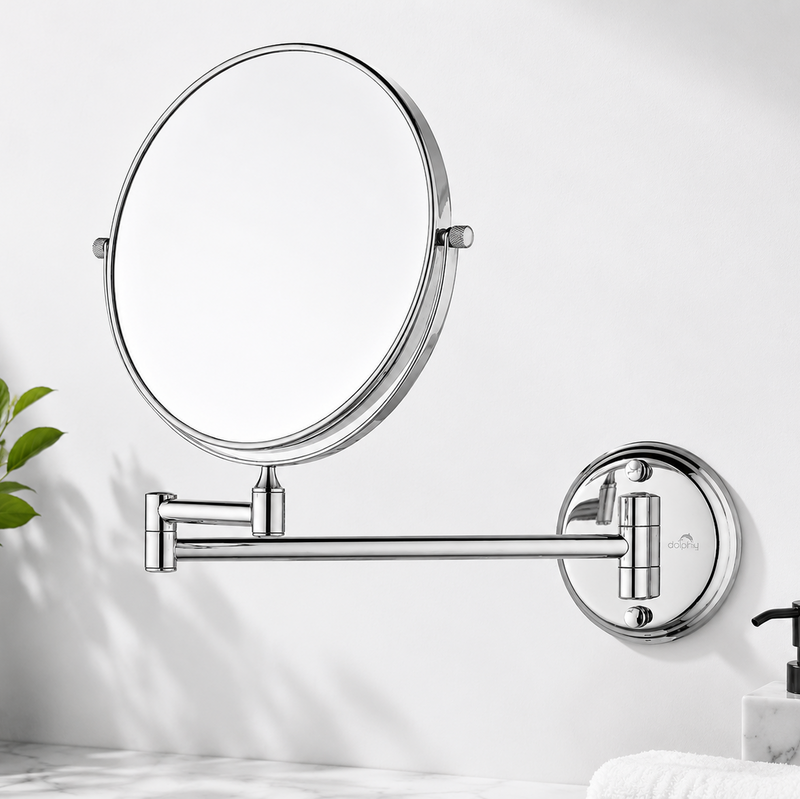 Chrome bathroom wall-mounted double-sided mirror