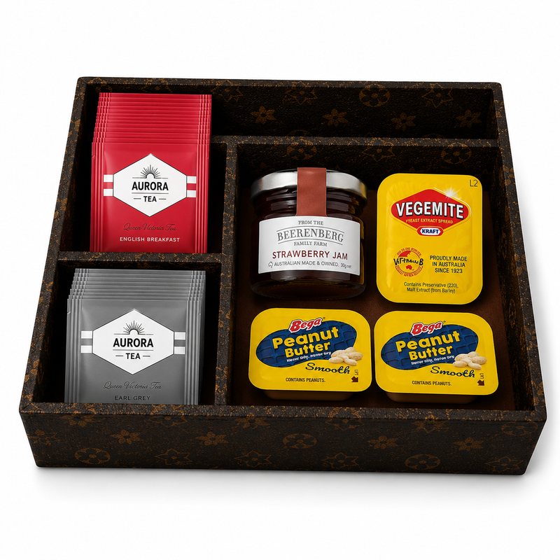 Handcrafted hotel leatherware amenities tray