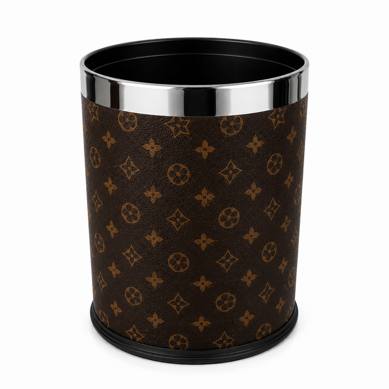 Round leatherware hotel bin