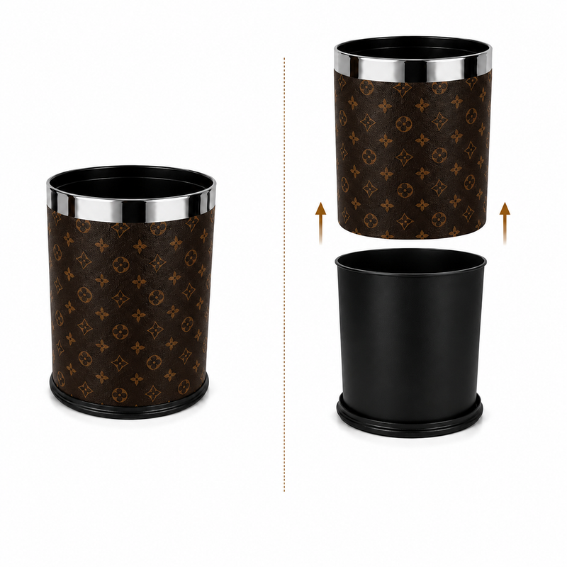 Hotel bin open by lift up the outter leatherware
