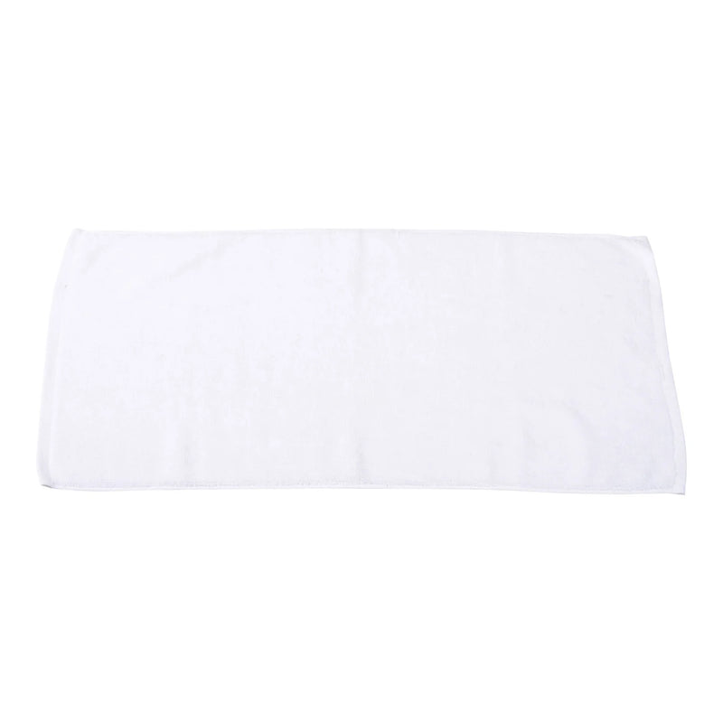 Soft white pearl hand towel, neatly folded, designed for bathroom or guest use