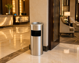 hotel chrome bin for hallway