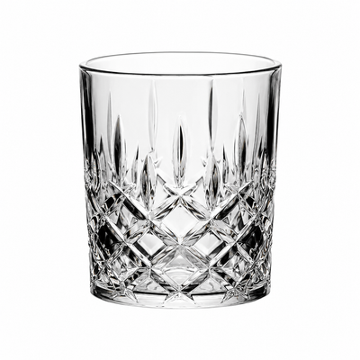 Clear crystal glass with diamond cut pattern