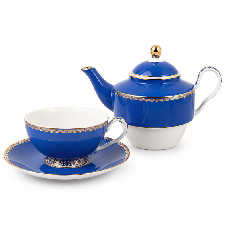 Royal Indigo Tea Pot & Cup Set