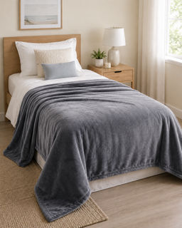 Gray soft blanket for winter