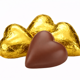 gold-wrapped heart-shaped chocolates 