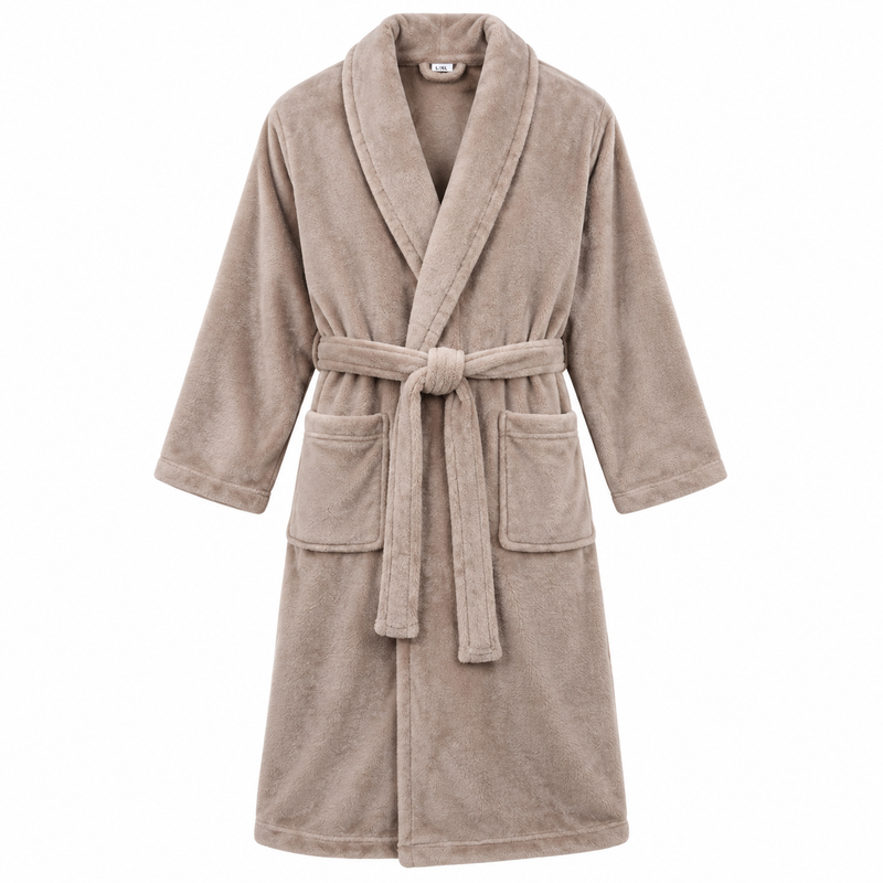 Light Brown Coral Fleece Bathrobe