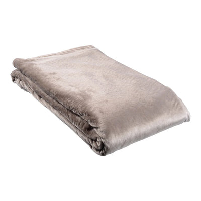 Folded beige blanket on a white background