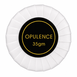 Large round hotel guest soap 35gm with gold texr