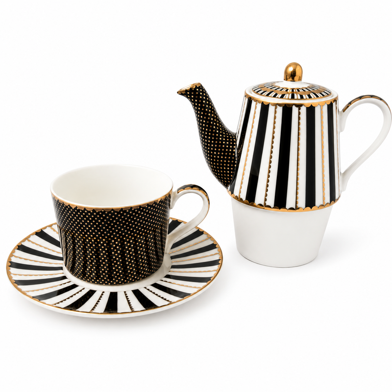 Royal Noir Tea Pot & Cup Set