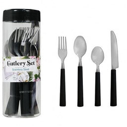 Black Stainless Steel Cutlery Set 16pcs - Image 3