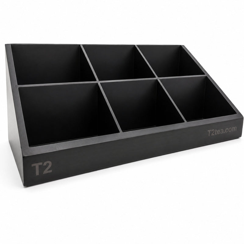 T2 six compartment tea and display caddy for tea beverages