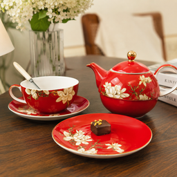 T2 Red Magnolia Tea Pot & Cup Set