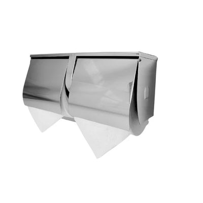 Stainless Steel Double Toilet Roll Holder with Shelf