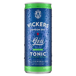 Vickers London Dry Gin Tonic & Lime 250ml x 12