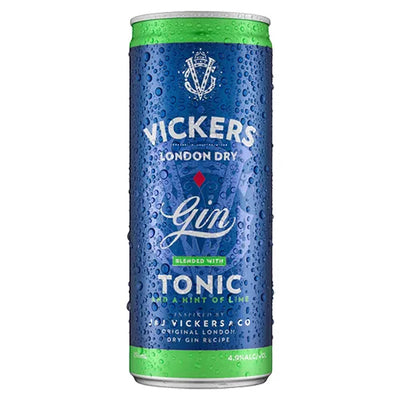 Vickers London Dry Gin Tonic & Lime 250ml x 12