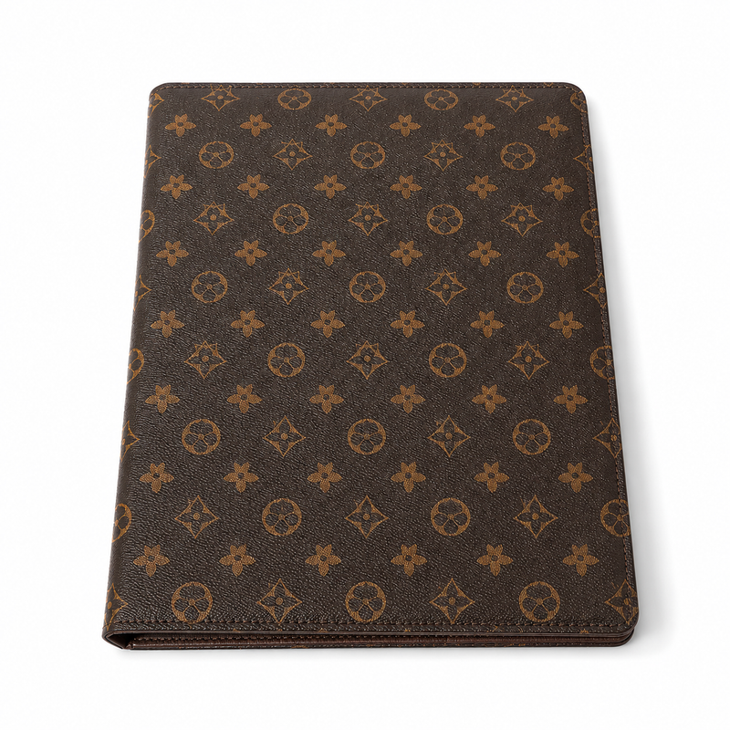 Hotel Leatherware folder in chocolate and gold color