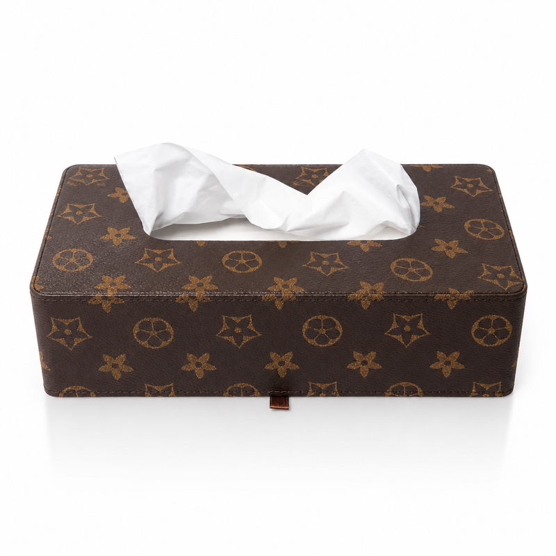 Rectangular leatherware tissue box