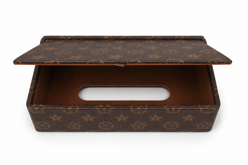 Rectangular hotel tissue box open from the bottom