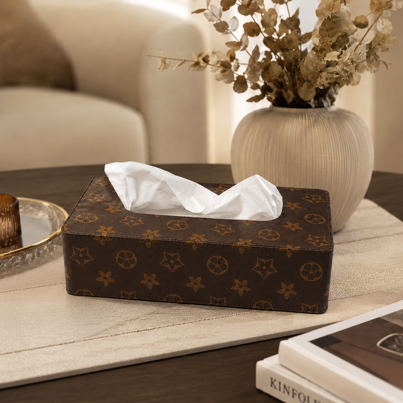 Hotel tissue box made from leather