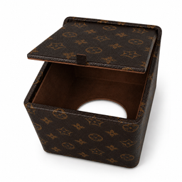 Hotel leatherware square tissue box open from the bottom