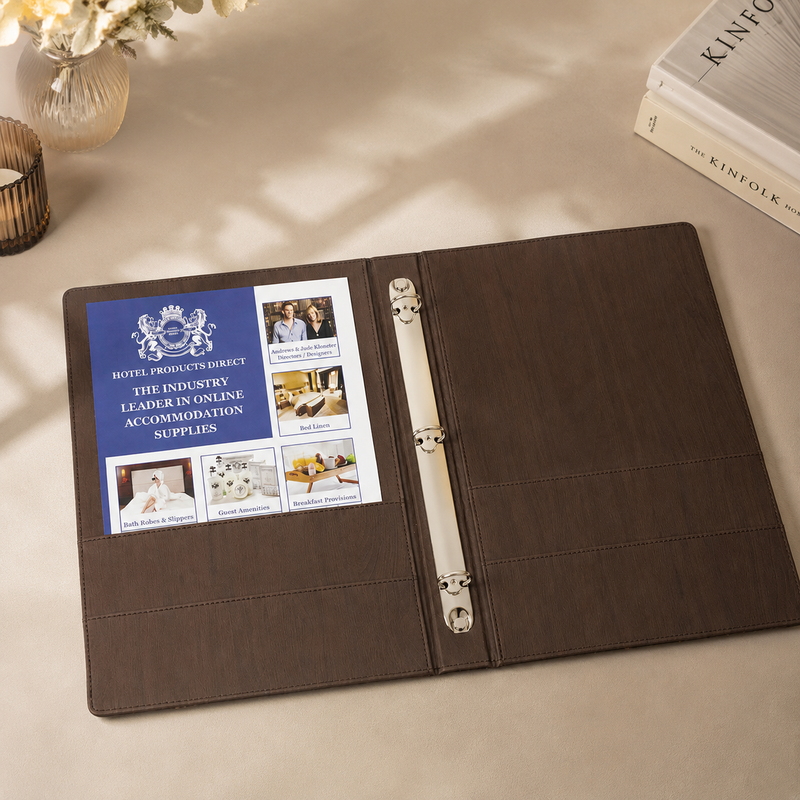 Hotel notebook folder with pockets inside