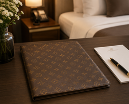 Leatherware notebook folder for accommodation