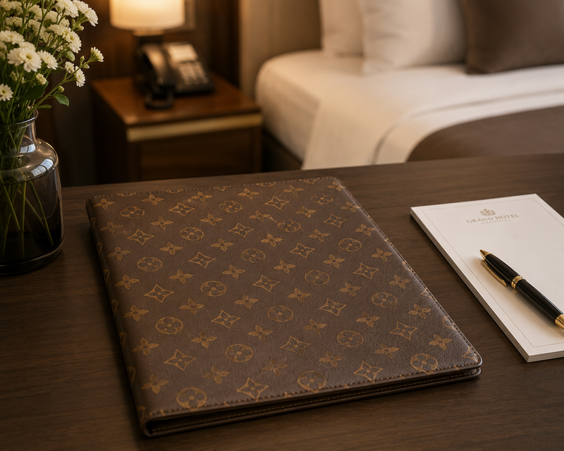 Leatherware notebook folder for accommodation