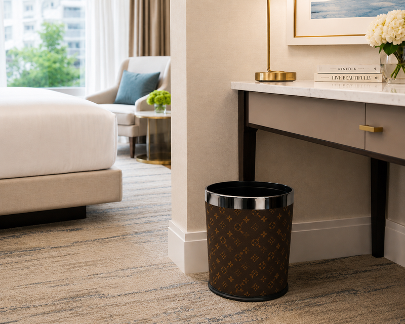 Hotel leatherware round bin