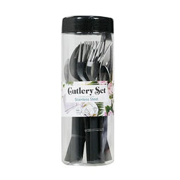 Black Stainless Steel Cutlery Set 16pcs