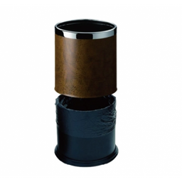 Brown Round Leatherette Bin 10L - Image 3