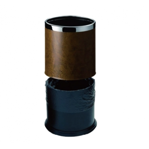Brown Round Leatherette Bin 10L - Image 3