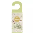 Floral scented door hanger air freshener in light green packaging with a nature-inspired design