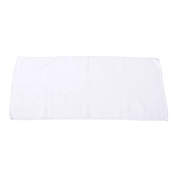 Soft white pearl hand towel, neatly folded, designed for bathroom or guest use