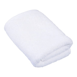 Luxurious white pearl indulgence hand towel, plush and neatly folded for bathroom or guest use.