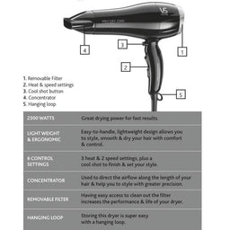 Vidal Sassoon Pro Hairdryer & free Bag - Image 5
