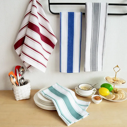 White cotton tea towel folded flat, simple and practical for kitchen cleaning and dish drying