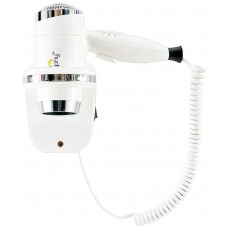White Wall Mounted 1600W hair dryer.