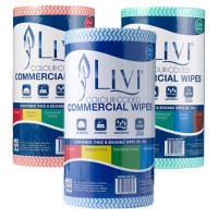 Livi Essentials Commercial Wipes - 3 Mixed Colours 