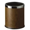 Brown Round Leatherette Bin 10L