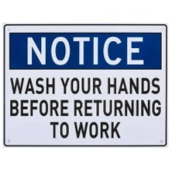 Large “Wash Your Hands” sign with bold text and handwashing icon for hygiene reminders
