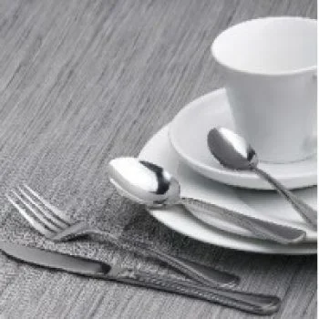 Madrid cutlery set with polished silver finish, including fork, knife, and spoon in a sleek modern design.