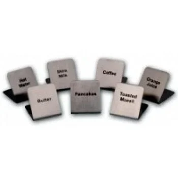 Assorted buffet signs in a variety of colors and labels, designed for food service displays