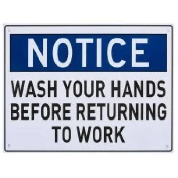 Large “Wash Your Hands” sign with bold text and handwashing icon for hygiene reminders
