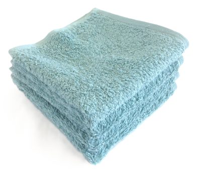 Frost-colored ultra face washer folded neatly, featuring a soft and plush texture